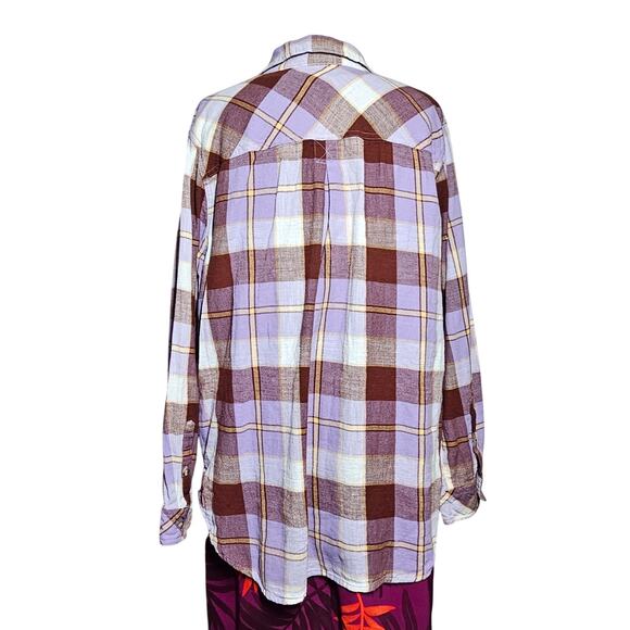 Plaid Cotton Button Down Top Size XL - Picture 2 of 4